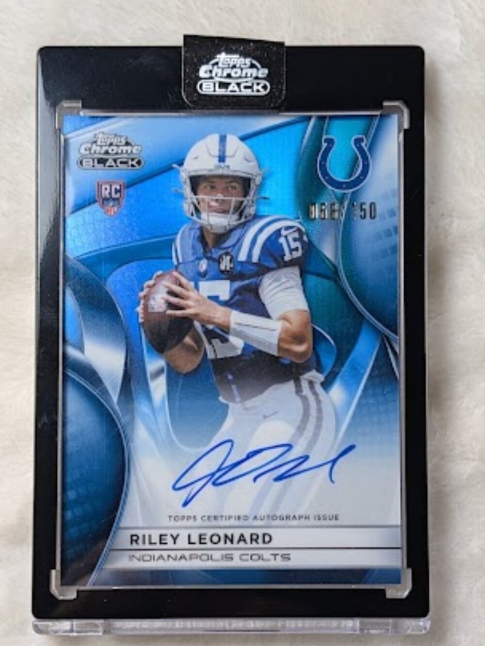 2025 Topps Black Blue Refractor RC Auto RILEY LEONARD #RAU-RL 58/150